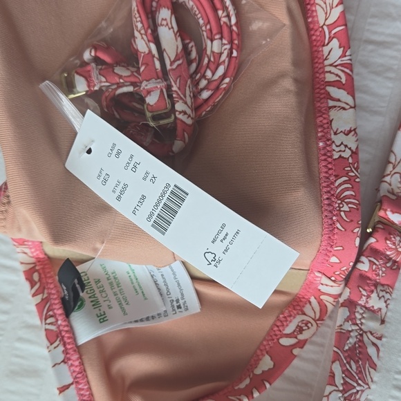 NWT*J CREW O-ring bandeau bikini top in tossed floral women's size 2X - Picture 9 of 10
